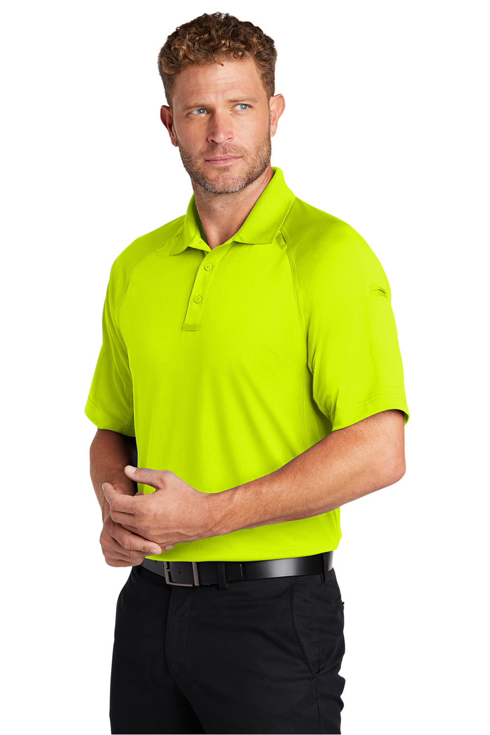 CornerStone CS420 Mens Select Tactical Moisture Wicking Short Sleeve Polo Shirt Safety Yellow Model 3q