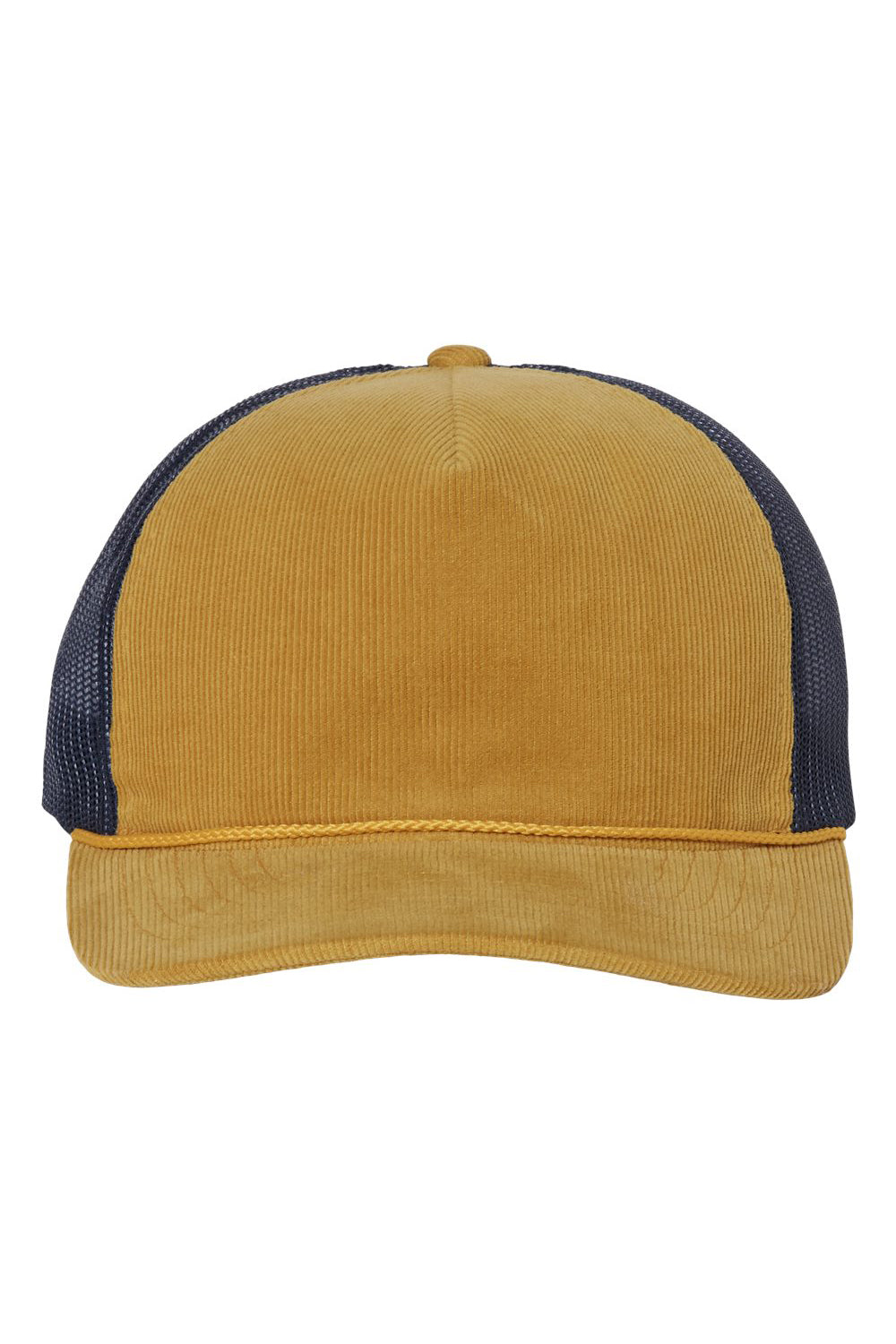 Richardson 930 Mens Troutdale Corduroy Trucker Hat Amber Gold/Navy Blue Flat Front