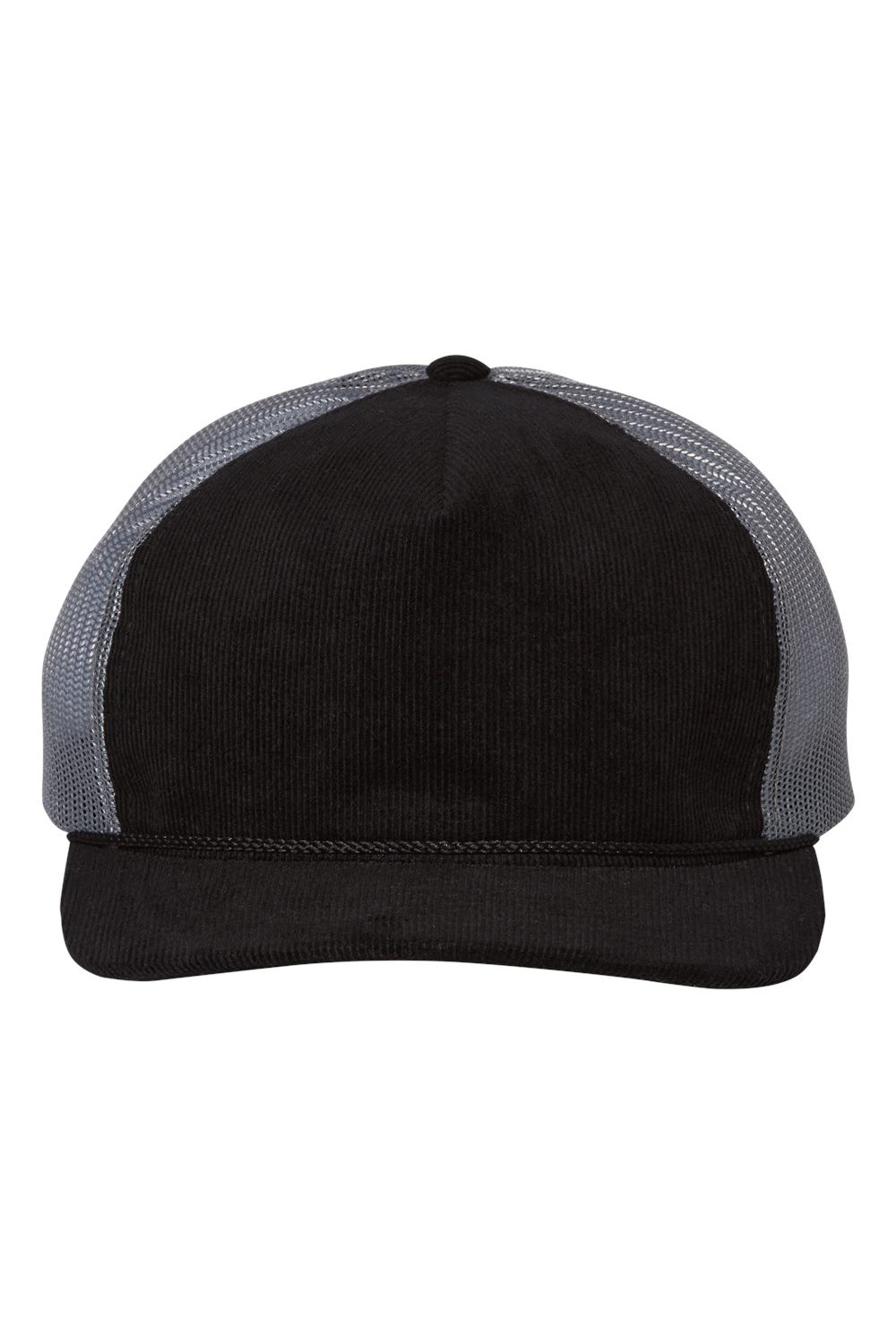 Richardson 930 Mens Troutdale Corduroy Trucker Hat Black/Charcoal Grey Flat Front