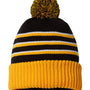 Richardson Mens Pom Cuffed Beanie - Black/Gold/White - NEW