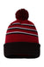 Richardson 134 Mens Pom Cuffed Beanie Cardinal Red/Black/White Flat Front