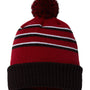 Richardson Mens Pom Cuffed Beanie - Cardinal Red/Black/White - NEW