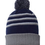 Richardson Mens Pom Cuffed Beanie - Navy Blue/Grey/White - NEW