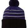 Richardson Mens Pom Cuffed Beanie - Purple/Black/White - NEW