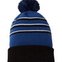 Richardson Mens Pom Cuffed Beanie - Royal Blue/Black/White - NEW