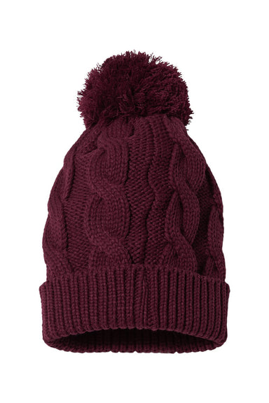 Richardson 141R Mens Chunk Twist Cuffed Beanie Burgundy Flat Front