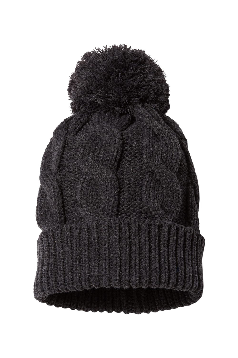 Richardson 141R Mens Chunk Twist Cuffed Beanie Heather Charcoal Grey Flat Front