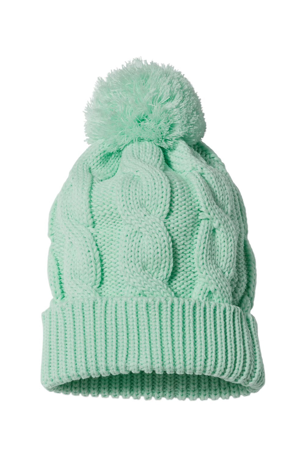 Richardson 141R Mens Chunk Twist Cuffed Beanie Seafoam Green Flat Front