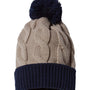 Richardson Mens Chunk Twist Cuffed Beanie - Stone/Navy Blue - NEW