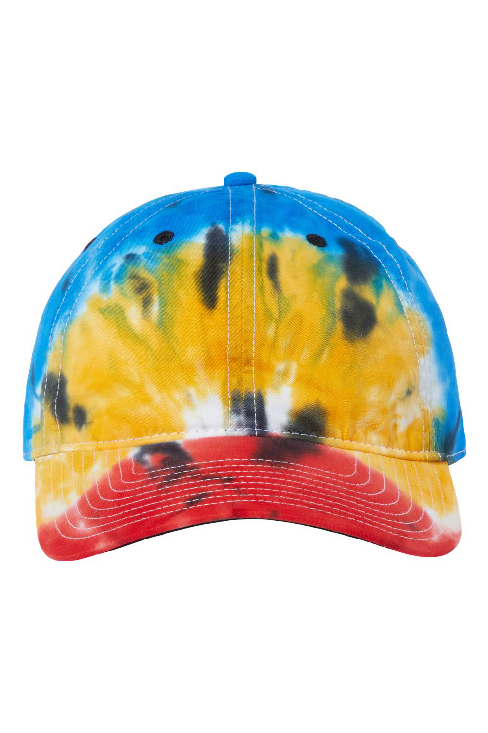 The Game GB482 Mens Tie-Dye Twill Hat Black Rainbow Flat Front