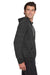 Jerzees 90M/90MR Mens Vintage Snow French Terry Hooded Sweatshirt Hoodie w/ Pouch Pocket Heather Black Model Side