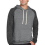 Jerzees Mens Vintage Snow French Terry Hooded Sweatshirt Hoodie w/ Pouch Pocket - Heather Charcoal Grey/Black