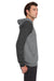 Jerzees 90M/90MR Mens Vintage Snow French Terry Hooded Sweatshirt Hoodie w/ Pouch Pocket Heather Charcoal Grey/Black Model Side