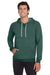 Jerzees 90M/90MR Mens Vintage Snow French Terry Hooded Sweatshirt Hoodie w/ Pouch Pocket Heather Forest Green Model Front