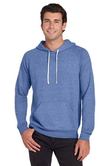 Jerzees 90M/90MR Mens Vintage Snow French Terry Hooded Sweatshirt Hoodie w/ Pouch Pocket Heather Royal Blue Model Front