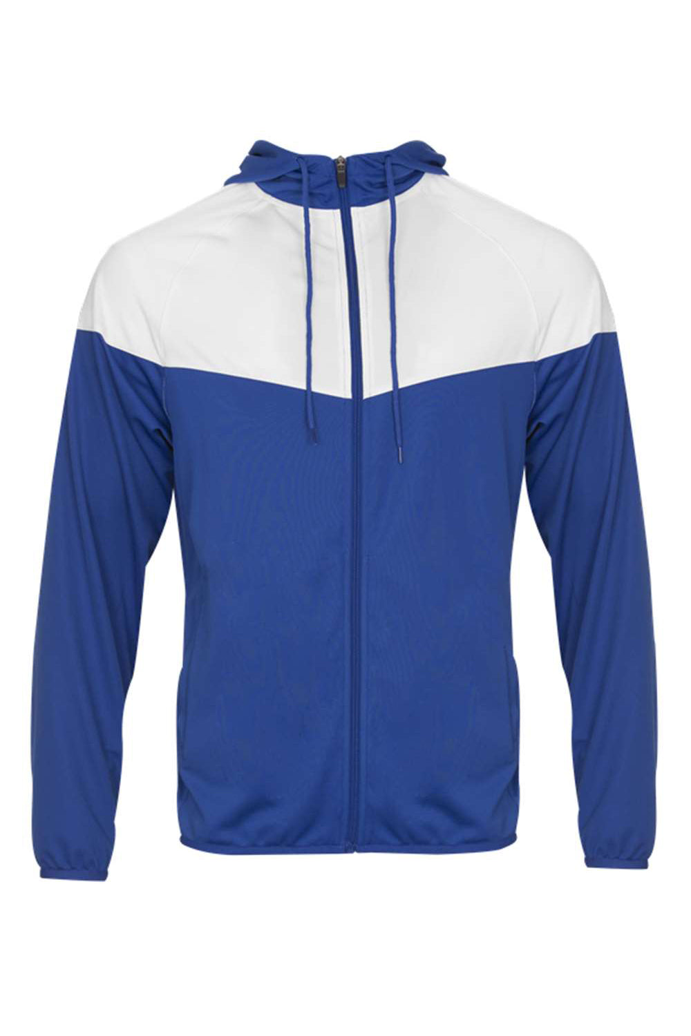 Badger 7722 Mens Spirit Full Zip Hooded Jacket Royal Blue/White Flat Front