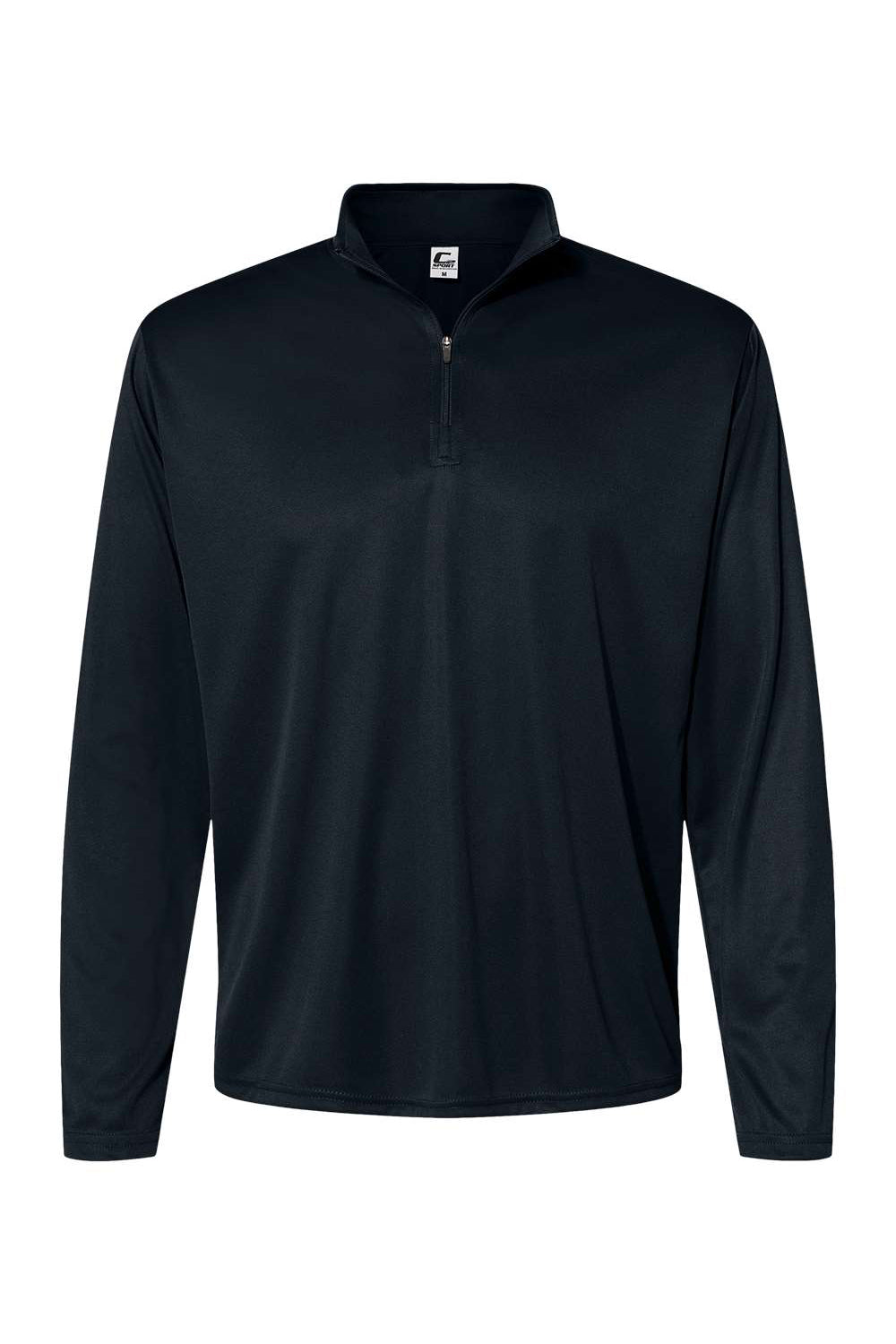 C2 Sport 5102 Mens Moisture Wicking 1/4 Zip Pullover Black Flat Front