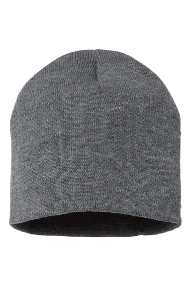 Sportsman SP08 Mens Beanie Heather Dark Grey Flat Front