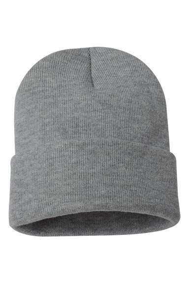 Sportsman SP12 Mens Solid Cuffed Beanie Heather Dark Grey Flat Front