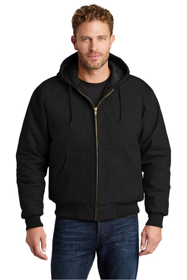 CornerStone J763H/TLJ763H Mens Duck Cloth Full Zip Hooded Jacket Black Model Front