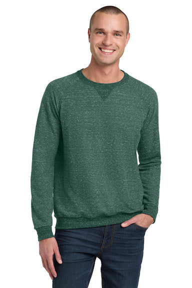 Jerzees 91M/91MR Mens Vintage Snow French Terry Crewneck Sweatshirt Heather Forest Green Model Front