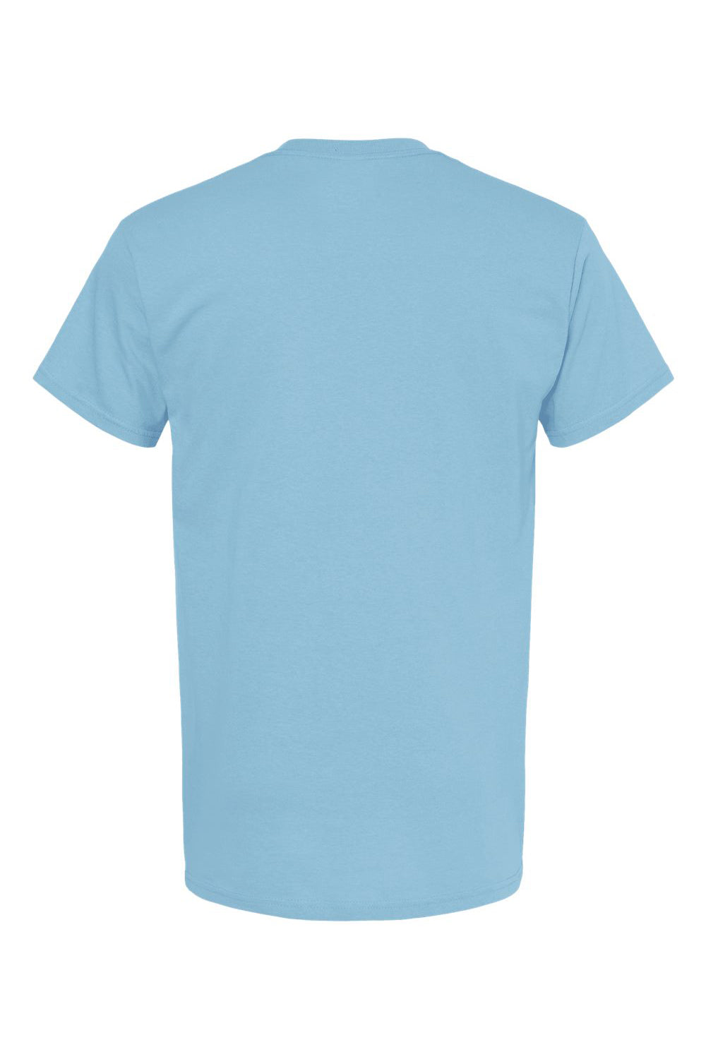 M&O 4800 Mens Gold Soft Touch Short Sleeve Crewneck T-Shirt Light Blue Flat Back