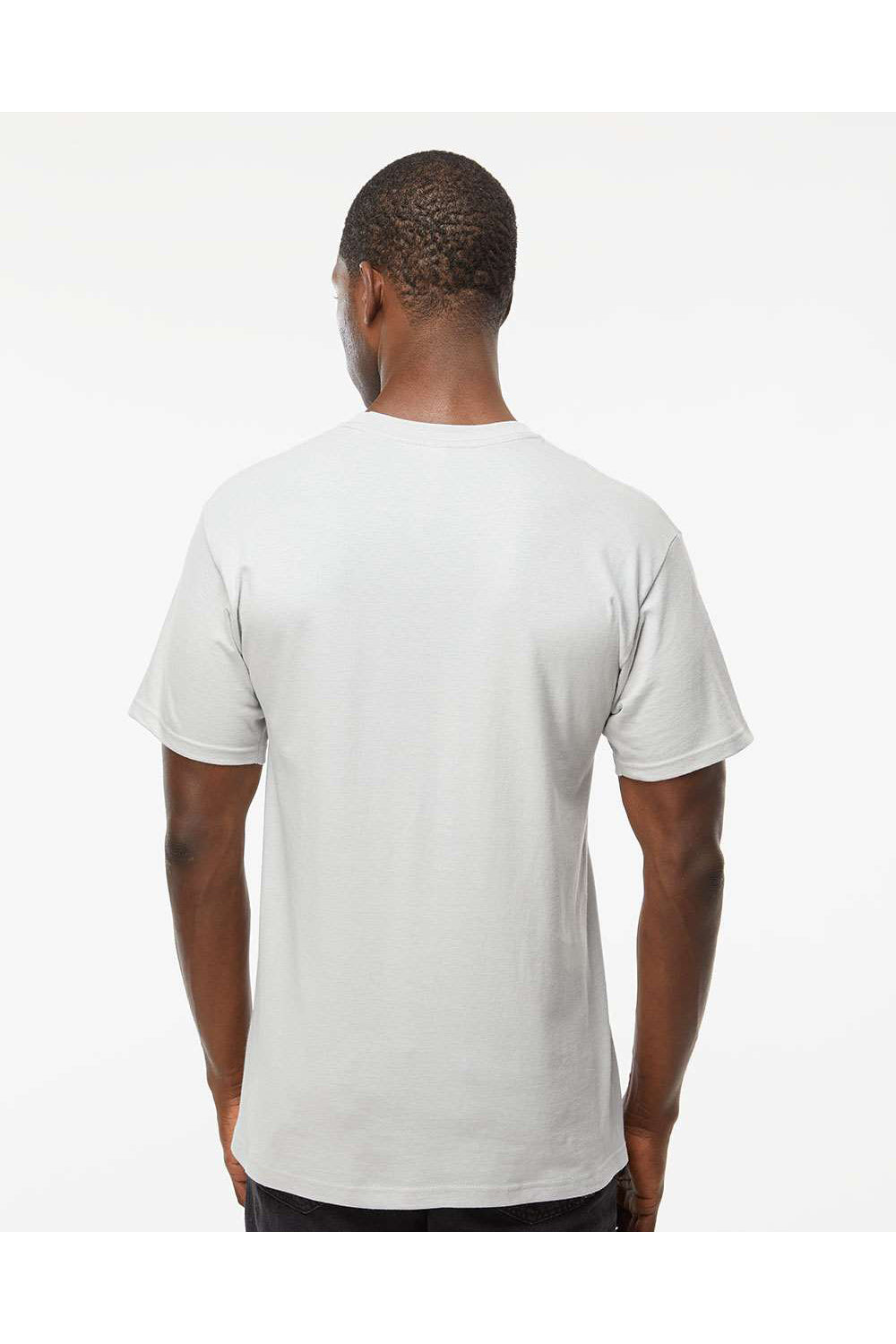 M&O 4800 Mens Gold Soft Touch Short Sleeve Crewneck T-Shirt Platinum Grey Model Back