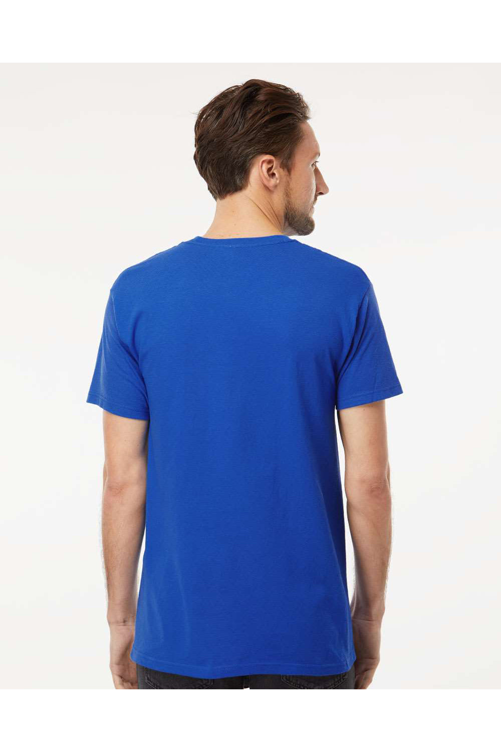 M&O 4800 Mens Gold Soft Touch Short Sleeve Crewneck T-Shirt Royal Blue Model Back