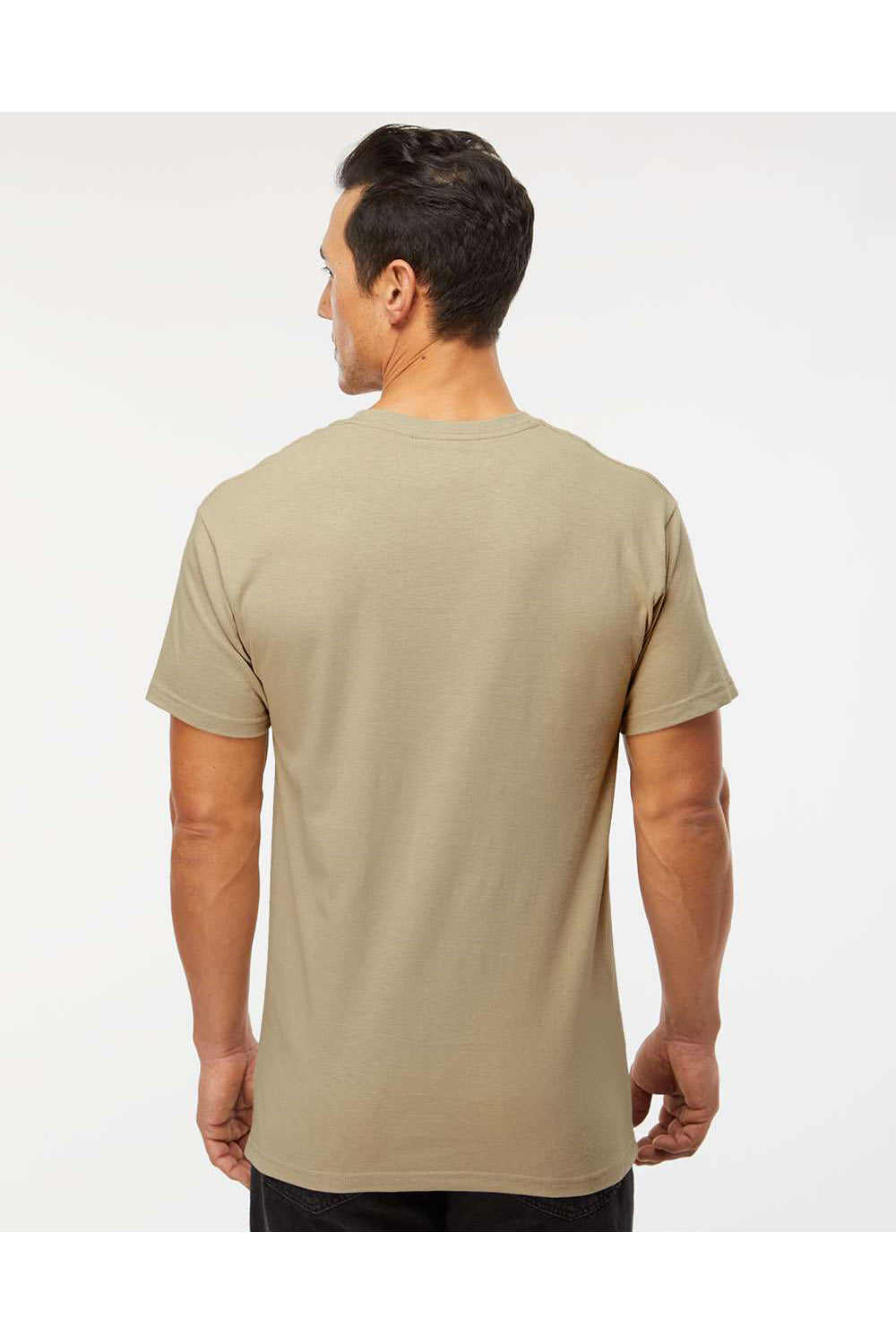 M&O 4800 Mens Gold Soft Touch Short Sleeve Crewneck T-Shirt Sand Model Back
