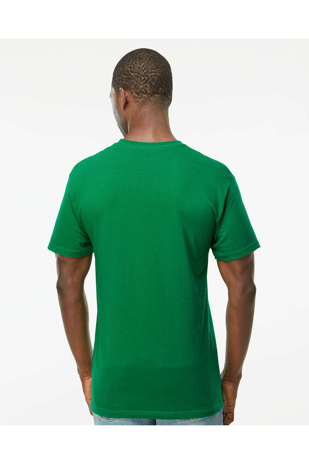 M&O 4800 Mens Gold Soft Touch Short Sleeve Crewneck T-Shirt Fine Kelly Green Model Back