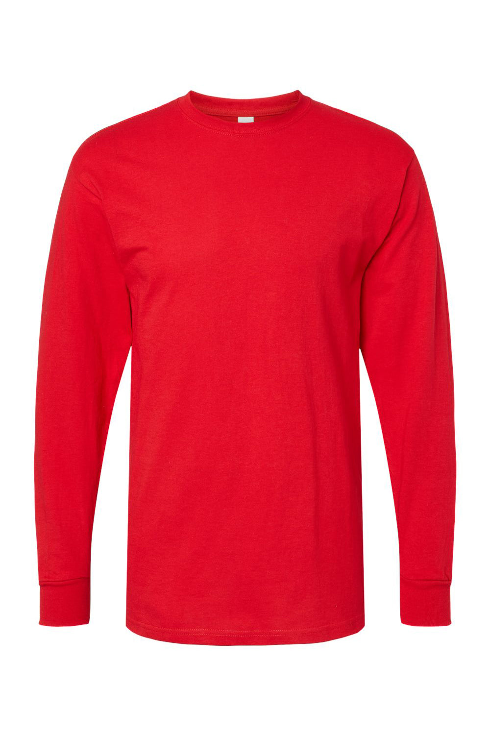 M&O 4820 Mens Gold Soft Touch Long Sleeve Crewneck T-Shirt Deep Red Flat Front