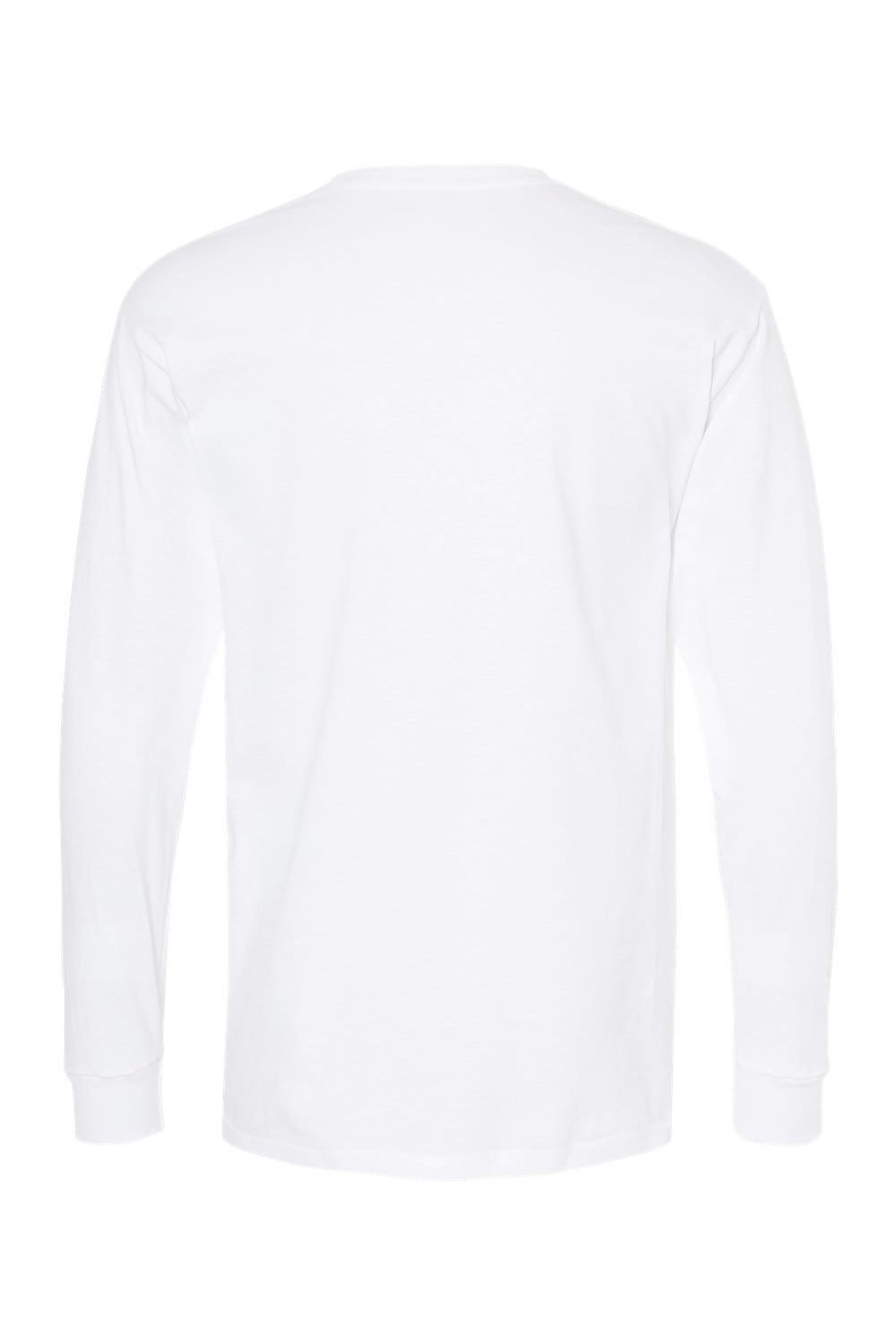 M&O 4820 Mens Gold Soft Touch Long Sleeve Crewneck T-Shirt White Flat Back