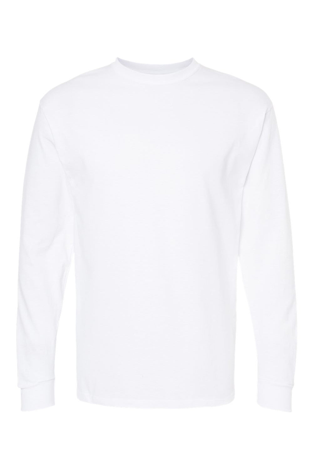 M&O 4820 Mens Gold Soft Touch Long Sleeve Crewneck T-Shirt White Flat Front