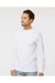 M&O 4820 Mens Gold Soft Touch Long Sleeve Crewneck T-Shirt White Model Side