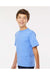 M&O 4850 Youth Gold Soft Touch Short Sleeve Crewneck T-Shirt Carolina Blue Model Side