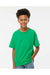 M&O 4850 Youth Gold Soft Touch Short Sleeve Crewneck T-Shirt Irish Green Model Front