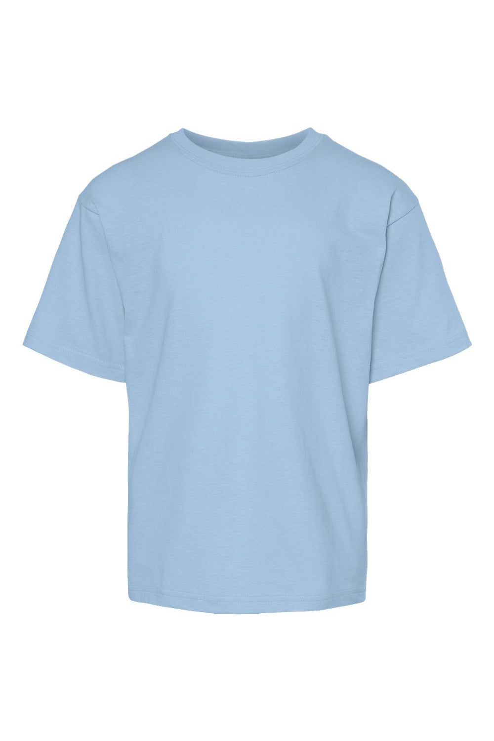 M&O 4850 Youth Gold Soft Touch Short Sleeve Crewneck T-Shirt Light Blue Flat Front