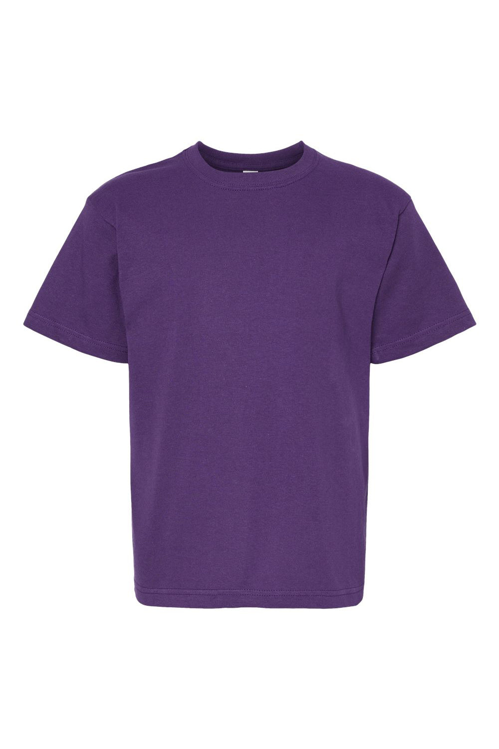 M&O 4850 Youth Gold Soft Touch Short Sleeve Crewneck T-Shirt Purple Flat Front