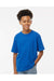 M&O 4850 Youth Gold Soft Touch Short Sleeve Crewneck T-Shirt Royal Blue Model Front