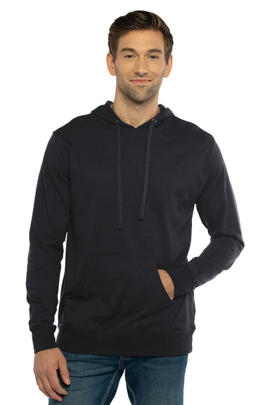 Next Level 9301 Mens French Terry Fleece Hooded Sweatshirt Hoodie w/ Pouch Pocket Black Model Front