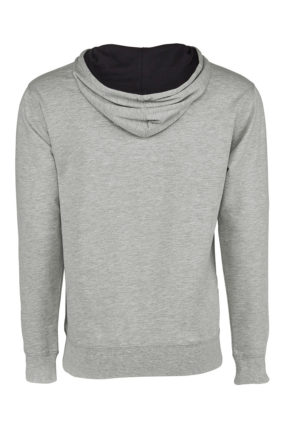 Next Level 9301 Mens French Terry Fleece Hooded Sweatshirt Hoodie w/ Pouch Pocket Heather Grey/Black Flat Back