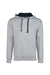 Next Level 9301 Mens French Terry Fleece Hooded Sweatshirt Hoodie w/ Pouch Pocket Heather Grey/Midnight Navy Blue Flat Front