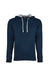 Next Level 9301 Mens French Terry Fleece Hooded Sweatshirt Hoodie w/ Pouch Pocket Midnight Navy Blue/Heather Grey Flat Front