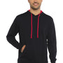 Next Level Mens French Terry Fleece Hooded Sweatshirt Hoodie w/ Pouch Pocket - Black/Red