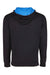 Next Level 9301 Mens French Terry Fleece Hooded Sweatshirt Hoodie w/ Pouch Pocket Black/Turquoise Blue Flat Back