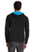 Next Level 9301 Mens French Terry Fleece Hooded Sweatshirt Hoodie w/ Pouch Pocket Black/Turquoise Blue Model Back