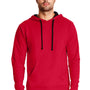 Next Level Mens French Terry Fleece Hooded Sweatshirt Hoodie w/ Pouch Pocket - Red/Black