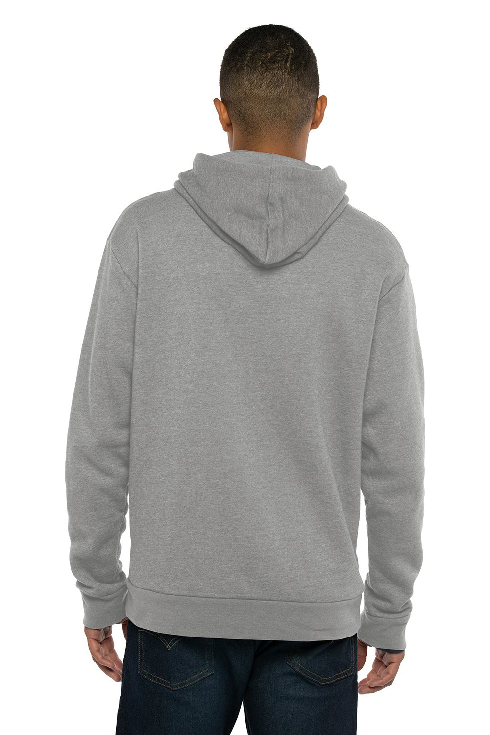 Next Level 9302 Mens Malibu Hooded Sweatshirt Hoodie w/ Pouch Pocket Heather Grey Model Back