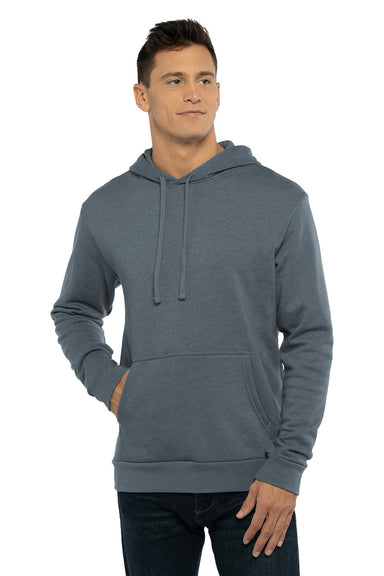 Next Level 9302 Mens Malibu Hooded Sweatshirt Hoodie w/ Pouch Pocket Heather Slate Blue Model Front