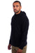 Next Level 9304 Mens Sueded French Terry Hooded Sweatshirt Hoodie w/ Pouch Pocket Black Model Side